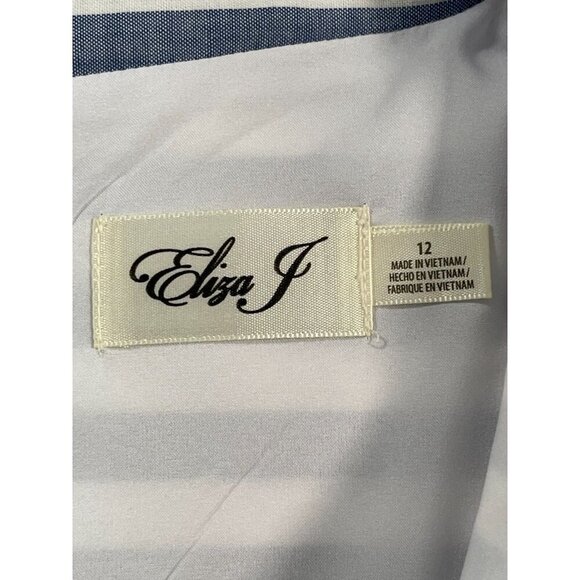 Eliza J Gold Metallic Striped Mandarin Collar Preppy Shift SIZE-12 - Picture 4 of 10